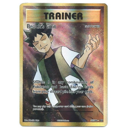 Brock's Grit Trainer Full Art Pokemon Card XY Evolutions 107/108 Ultra Rare Holo